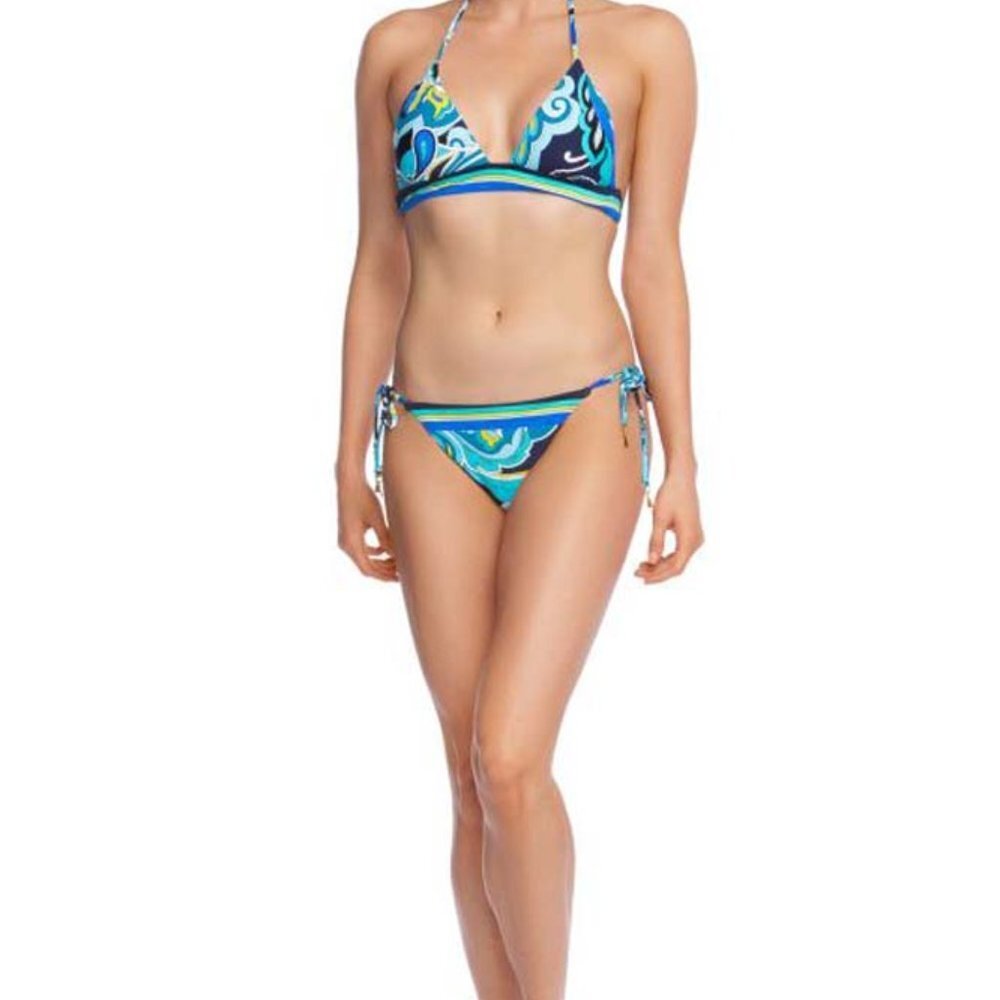 NWT Trina Turk Ipanema Triangle Top & Tie Side Bikini Bottom Set 8